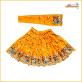 Blended Thread Lace Work Yellow Lehenga Patka